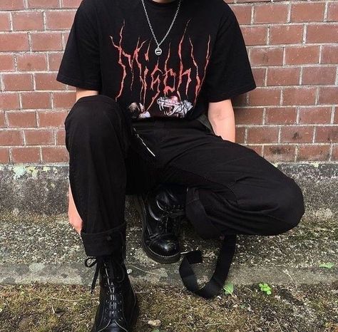 Masc Goth, Trans Masc, Mode Harajuku, Grunge Summer, Masc Outfits, Goth Outfit, Aesthetic Outfits Men, Alt Outfits, Grunge Dress