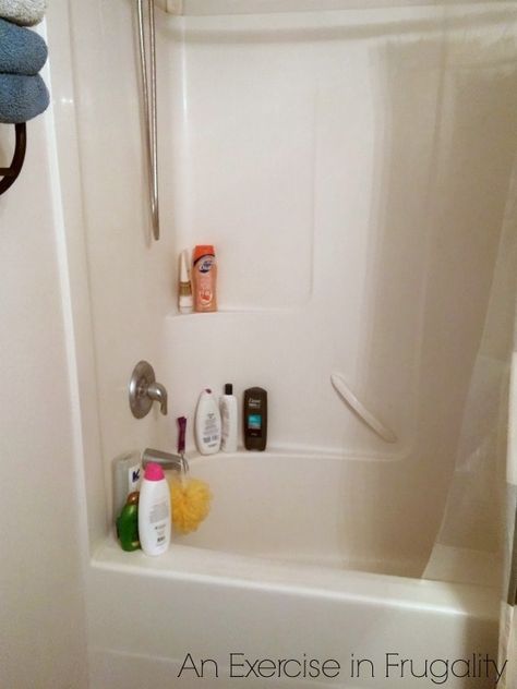 Bathtub Shower Organization, Bathtub Shampoo Storage Ideas, Tub Shower Storage Ideas, Bathtub Storage Ideas Shower Tub, Bathtub Shower Storage Ideas, Shower Tub Organization, Diy Shower Organizer, Organize Shower Ideas, Diy Shower Storage