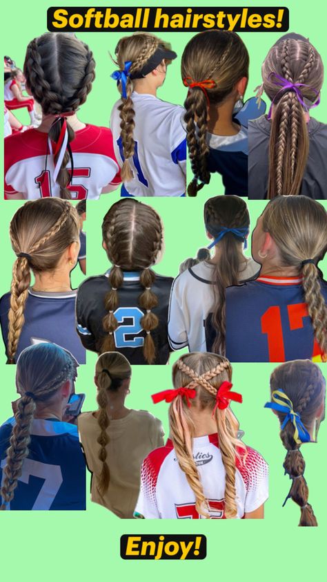 Softball hairstyles Softball Braids, Soccer Hairstyles, Braids Ponytail, Hair Styels, Hairstyle Examples, Softball Hairstyles, Easy Hairstyles For Thick Hair, Cute Ponytails, Sport Hair