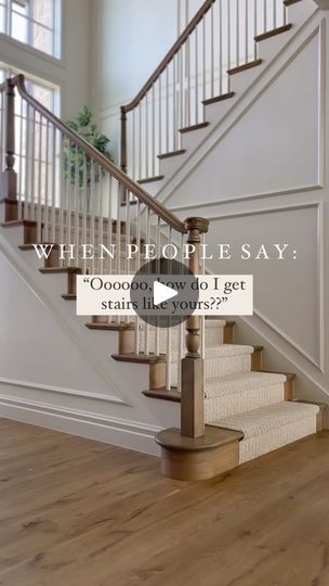 30K views · 3.8K reactions | Sharing all products for our stair parts ⬇️ (**You’ll want to SAVE this.)

As always, I am going to give you the EXACT product details below, because that’s what I do here at Stonebrook Home: share every detail 👇

I’ve always had a thing for beautiful stairs.

When we started building our home, I knew the stairs I wanted needed to have wood treads, a curvy stained wood handrail (including goosenecks), a classic newel post, a curtail bottom step, tapered balusters, a simple classic runner, and they needed to skirt the line of timeless and contemporary (like most of my home). 

MATERIALS USED:
_________________
**all purchased through @sunpro_corporation using primarily @ljsmithstairs materials… the numbers are LJ Smith product numbers.

NWL alder short pln. pos Stain Handrail Stair Railing, Red Oak Stair Railing, Stairs Farmhouse Ideas, Staircase Tread And Riser Design, Newel Posts For Stairs Wood, Timeless Staircase Design, Stonebrook Home, All Wood Staircase, Stair Newel Post Ideas