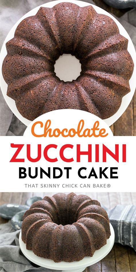 Chocolate Zucchini Bundt Cake - the addition of grated zucchini makes for a moist, delectable chocolate cake! You'll never have to reveal the secret ingredient as it tastes like a superb Chocolate Bundt Cake! Chocolate Zucchini Bundt Cake, Zucchini Bundt Cake, Chocolate Zucchini Cake Recipe, Zucchini Cakes Recipe, Zucchini Recipes Dessert, Grated Zucchini, Chocolate Zucchini Cake, Homemade Snickers, Easy Dessert Recipes