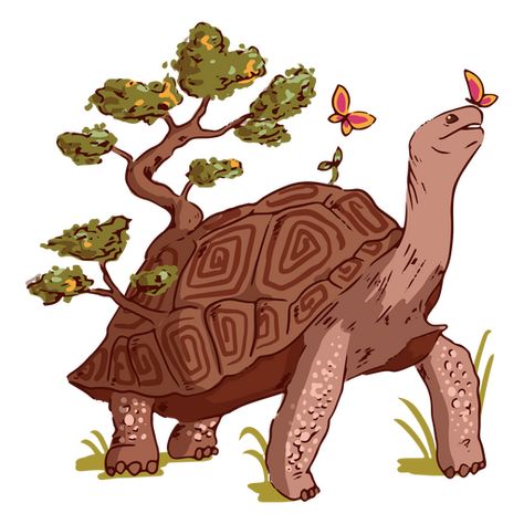 Turtle and butterflies illustration  PNG Design Turtle And Plastic Illustration, Tortoise Illustration, Tortoise Drawing, Butterflies Illustration, Turtle Illustration, Land Turtles, Map Turtle, Advertisement Illustration, Desert Tortoise