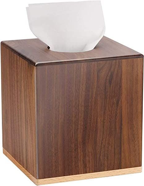 MaxGear Tissue Box Cover, Modern Paper Facial Tissue Box Holder Square Tissue Box Covers Wood, Decorative Tissue Box Walnut Tissue Box Holders for Bathroom, Bedroom,Dinner Table,Office 1 Pack Bathroom Vanity Countertops, Clear Desk, Facial Tissue Box, Paper Case, Table Office, Vanity Countertop, Tissue Box Holder, Tissue Box Cover, Desktop Storage