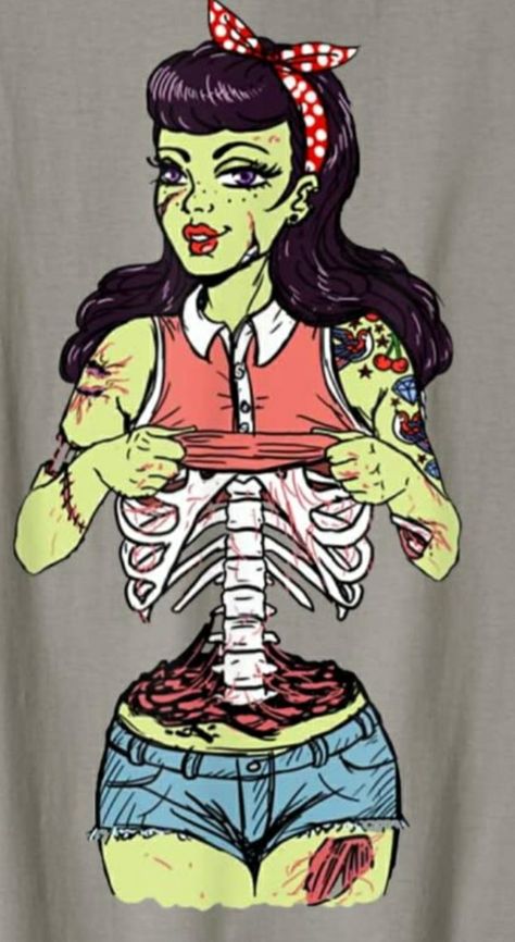 Zombie Pin Up, Zombie Tattoos, Zombie Art, Zombie Girl, Pin Up Tattoos, Psychobilly, Wow Art, Pin Up Art, Body Mods