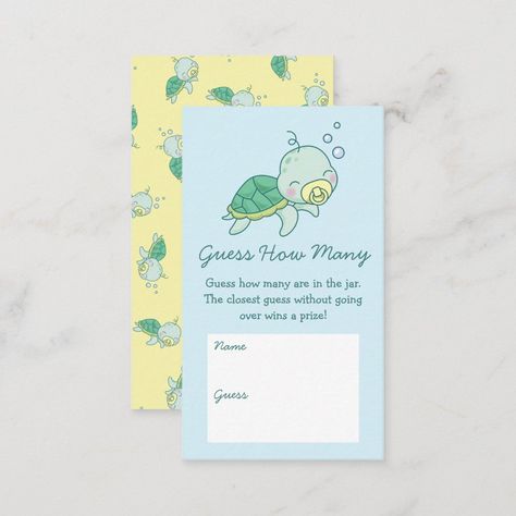 Cute Sea Turtle Baby Shower Kawaii Guess How Many Enclosure Card - sea turtle party gifts Turtle Baby Shower Theme Girl, Turtle Baby Shower Theme, Sea Baby Shower Theme, Rosey Cheeks, Cute Sea Turtle, Turtle Baby Shower, Turtle Baby, Baby Sea Turtle, Sea Baby Shower