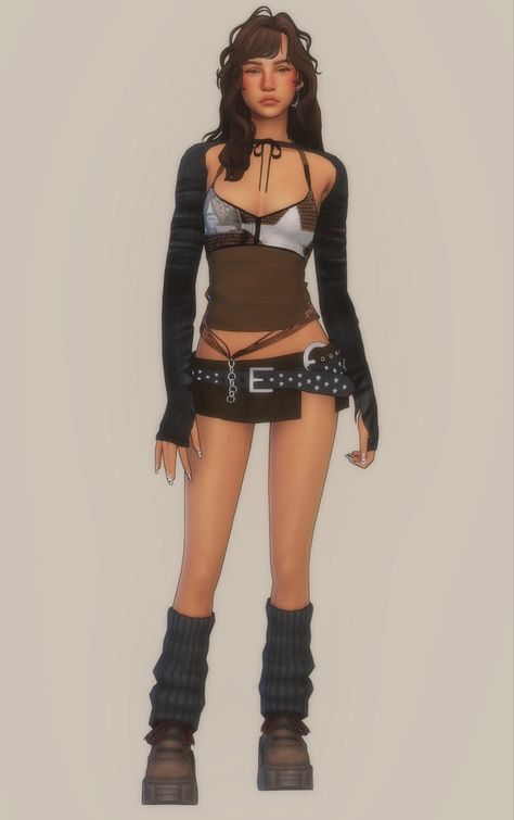 Sims 4 Female Y2k Clothes, Rockstar Gf Sims 4, Sims 4 Cc Skirt Over Pants, Sims 4 Grunge Outfit, Sims 4 Cc Clothes Rockstar, Sims 4 Cc Deftones, Sims 4 Cc Rocker Clothes, Sims 4 Cc Downtown Clothes, Sims 4 Cc Clothes Indie