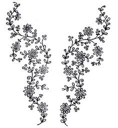 Hand Embroidery Designs | More free hand embroidery patterns Embroidery Patterns To Print, Antique Embroidery Designs, Antique Embroidery Patterns, Embroidery Patterns Leaves, Vine Embroidery Pattern, Neck Embroidery Patterns, Neckline Embroidery Designs, Pattern For Embroidery, Neckline Pattern