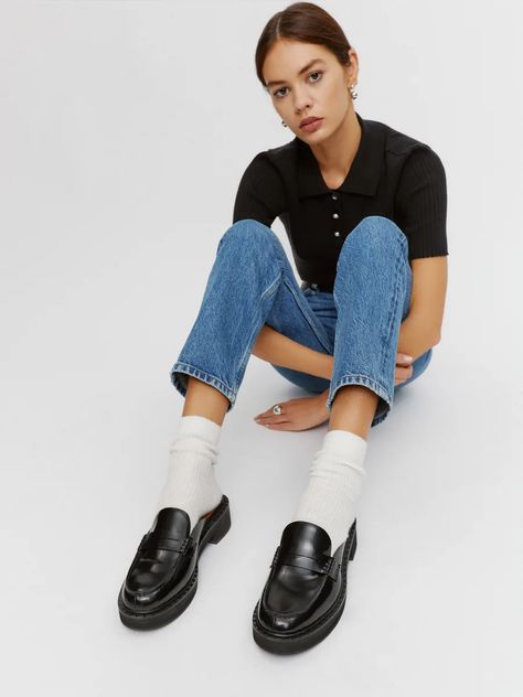 Loafers Women Outfit, Chunky Loafers Outfit, Mule Shoes Outfit, Black Loafers Outfit, Black Shoes Outfit, Loafers For Women Outfit, Loafers Outfits, Loafer Outfits, Mules Outfit