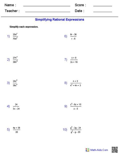 Simplifying Rational Expressions Worksheets: Rational Algebraic Expression, Jessa Zaragoza, Algebraic Fractions, Translating Algebraic Expressions, Algebraic Expression, Rational Functions, Simplifying Rational Expressions, Simplifying Radical Expressions, Algebra 2 Worksheets