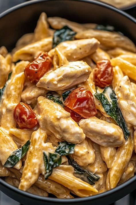 Italian Food Recipes Dinners, Easy Recipes Italian, Chicken Veggie Pasta Recipes, 5 Minutes Recipes, Recipes With Cream, Food Ideas Pasta, Pasta Recipes Spinach, Dinner With Chicken Breast, Cooking Ideas For Dinner