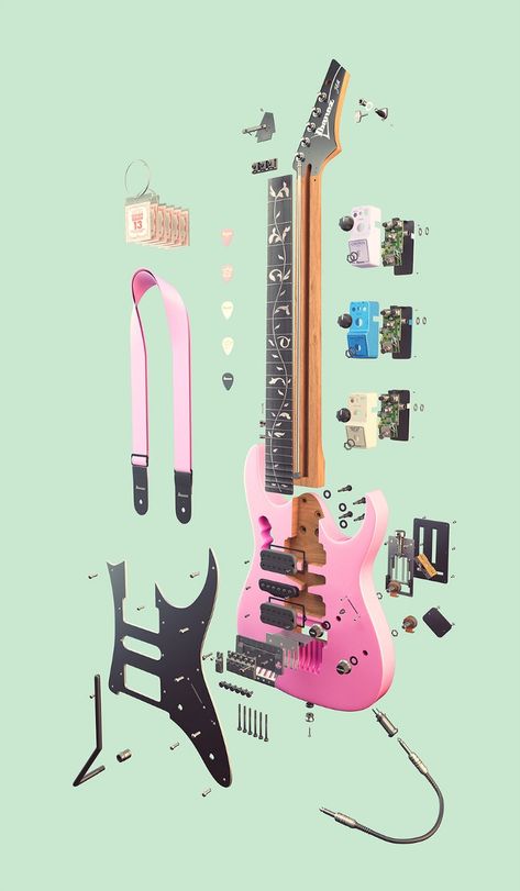 Weekly Design Inspirations #18 — Exploded Views of Machines | by Takuma Kakehi | Medium Layout Reference, Aircraft Mechanics, Exploded View, Portfolio Design Layout, Industrial Design Sketch, Isometric Illustration, Guitar Building, Custom Guitar, Information Design