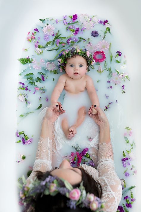 6 tips for milk bath portrait sessions | Professional Photographers of America Mommy And Me Milk Bath Photography, Milk Bath Shoot Ideas, 1 Year Milk Bath Photography, Floral Milk Bath Maternity, Easter Milk Bath Photography, 1st Birthday Milk Bath Pictures, Breastmilk Bath Photography, How To Do A Milk Bath Photoshoot, Lavender Milk Bath Photography