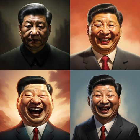 close-up [Xi Jinping] movie poster, in the style of Zhang Xiaogang, exaggerated features, realistic textures, humor-infused, playful Zhang Xiaogang, Xi Jinping, Movie Poster, Close Up, Humor, Texture, Movie Posters, Humour, Film Posters