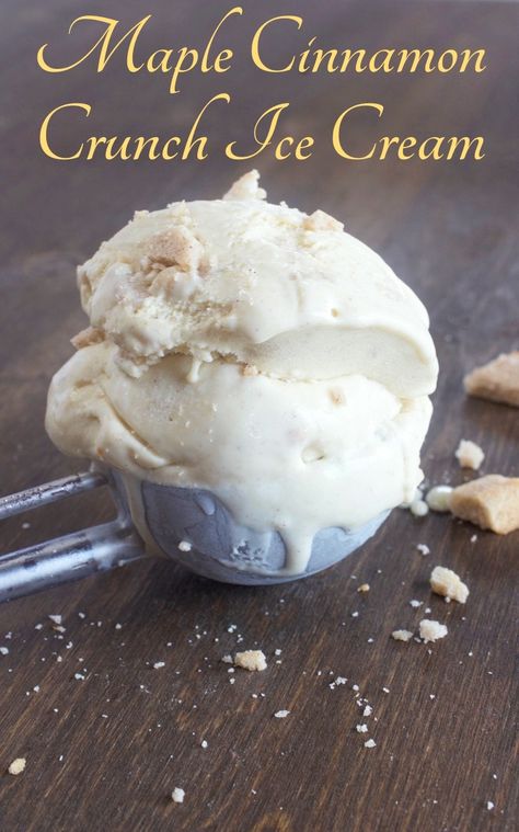 This Maple Cinnamon Crunch Ice Cream is made with pure maple syrup and fresh cream, and it’s loaded with bits of homemade crunchy cinnamon shortbread cookies.  It takes no time to make and It’s absolutely creamy and delicious!!  #icecream #mapleicecream #cinnamoncrunchicecream #maple Cinnamon Shortbread, Maple Ice Cream, Frozen Yogurt Popsicles, My Country Table, Awesome Desserts, Cinnamon Ice Cream, Cinnamon Crunch, Summer Eats, Scrumptious Food