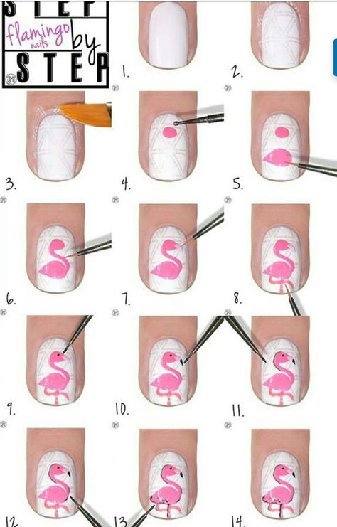 Flamingo Nail Art, Flamingo Nails, Cute Summer Nail Designs, Animal Nail Art, Nail Tutorial, Nail Art Designs Summer, Animal Nails, Cute Summer Nails, Nail Art Designs Videos