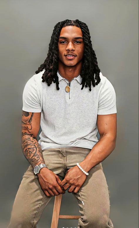 Black Men Afro Hairstyles, Black Guys With Long Hair, Black Men With Locs, Beard And Hairstyles, Aesthetic Husband, Black Men Natural Hairstyles, Men Natural Hairstyles, Mens Twists, Husband Hair