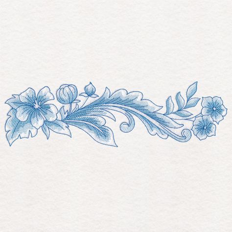 Delft Blue Safari - Border Safari Design, Freestanding Lace Embroidery, Holiday Flower, Delft Blue, Safari Theme, Free Machine Embroidery Designs, Free Machine Embroidery, Embroidery Library, Blue Style