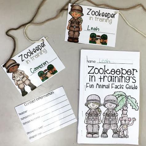 Zoo Field Trip name tags and Zookeeper in Training Fun Animal Facts Guide!    https://www.teacherspayteachers.com/Product/Zoo-Field-Trip-Math-Literacy-and-Field-Trip-Activities-2494866 Zoo Daycare Theme, Zoo Activities For Middle School, Zoo Keeper Activities Preschool, Zookeeper Craft, Zoo Field Trip Outfit, Zoo Lesson Plans Preschool, Animal Day At School, Zoo Field Trip Activities, Field Trip Name Tags