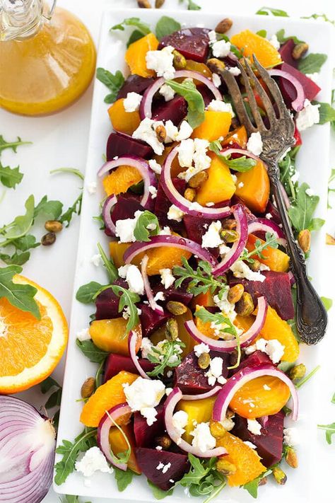 Beet Salad With Goat Cheese, Best Summer Salads, Salad With Goat Cheese, Orange Vinaigrette, Beet And Goat Cheese, Beet Salad Recipes, Roasted Beet Salad, Resep Salad, Beet Recipes