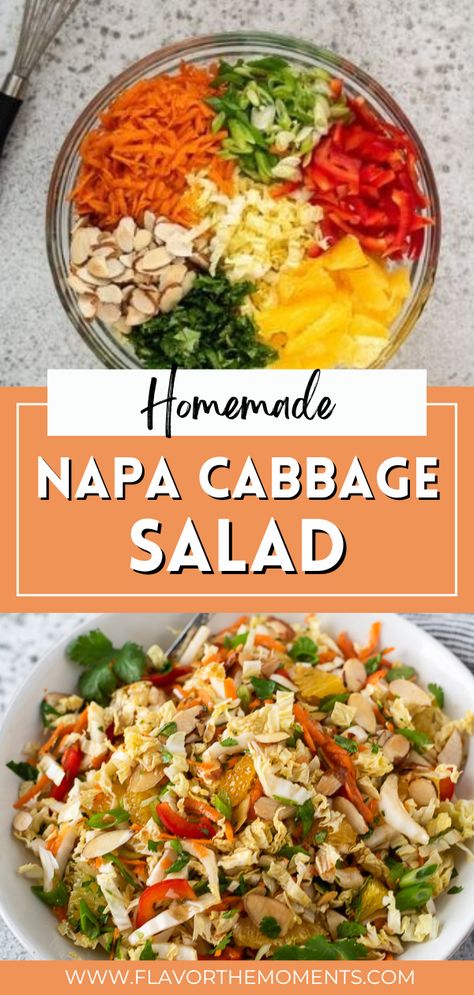 Pioneer Woman Napa Cabbage Salad, Asian Napa Cabbage Salad, Cabbage Salad Meal Prep, Napa Salad Recipes, Savory Cabbage Salad Recipes, Kona Grill Asian Salad Recipe, Yay Recipes Cabbage Salad, Cabbage And Chicken Salad, Nappa Cabbage Coleslaw