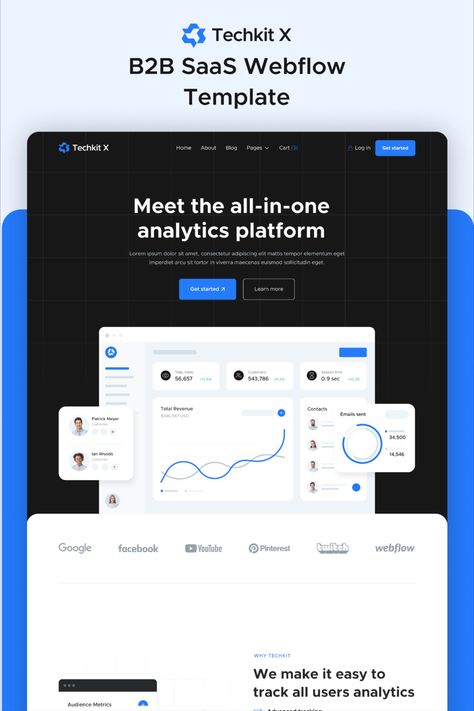 Best SaaS Webflow Templates Enterprise Website Design, Saas Website Design Inspiration, Saas Landing Page Design Inspiration, Saas Idea, B2b Website Design, Saas Website Design, Business Website Design Templates, Personal Website Design, B2b Website