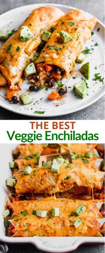 Easy Beans, Sweet Potatoes And Black Beans, Vegetarian Enchiladas Recipe, Veggie Enchiladas, Authentic Mexican Recipes, Vegetarian Enchiladas, Enchiladas Recipe, Tasty Vegetarian Recipes, Enchilada Recipes