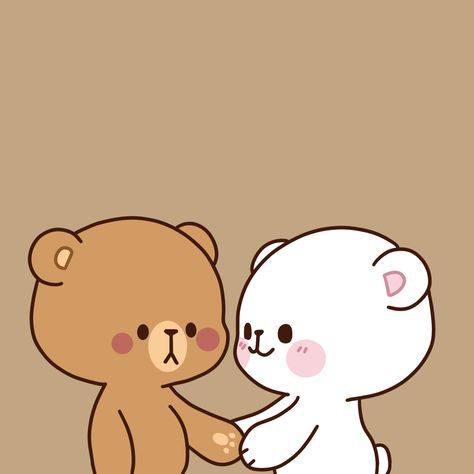 Brown And White Bear Couple, Drawing Cute Cartoon, Milk Mocha, Iphone Wallpaper Violet, Teddy Bear Cartoon, Mocha Bear, Wallpapers Cute, Baby Cartoon Drawing, Milk & Mocha