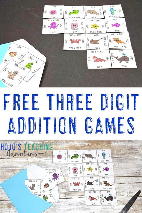 Multi Digit Addition And Subtraction, 3 Digit Addition And Subtraction Games, Multi Digit Addition Games, Three Digit Addition Games, Multi Digit Addition, Three Digit Addition, Math Addition Games, Addition Games, Fast Finishers