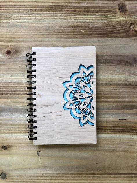 Pets Laser Cut Wood Cover Journal, Mandala Notebook, Wood Notebooks, Glowforge Ideas, Notebook Cover Design, Custom Pet Tags, Book Binder, Cover Journal, Map Wall Decor