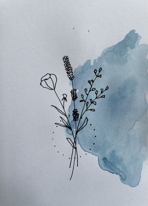 Aquarell Inspiration Easy, Fineliner Art, Watercolour Inspiration, Watercolor Flower Art, Watercolor Landscape Paintings, Watercolor Flowers Paintings, Watercolor Art Lessons, Diy Watercolor, Painting Art Projects