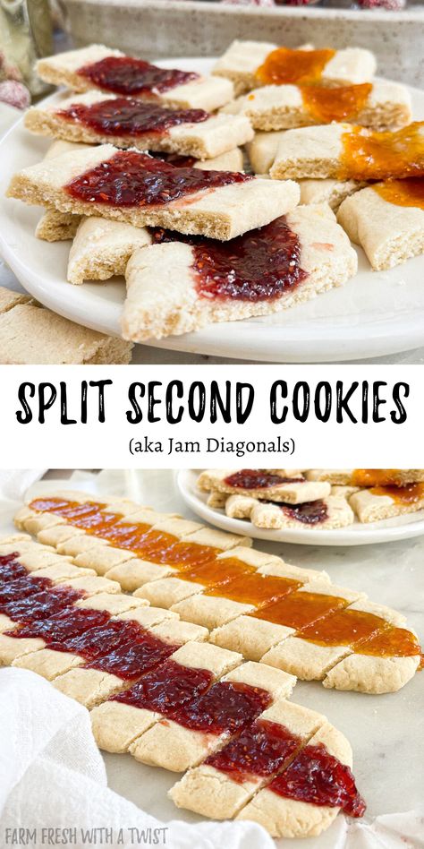 Split second cookies on a marble serving tray and filled with raspberry and apricot jam. Gluten Free Jam Cookies, Gluten Free Dips, Gluten Free Crock Pot Recipes, Buttery Shortbread, Gluten Free Appetizers, Jam Cookies, Skillet Cookie, Healthy Cookie Recipes, Gluten Free Desserts Recipes