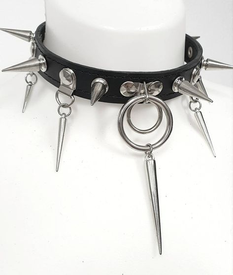 Black Spiked Choker, Spikes Aesthetic, Spike Accessories, Spiky Collar, Industrial Punk, Alt Jewelry, Spiked Choker, Spiked Collar, Punk Choker