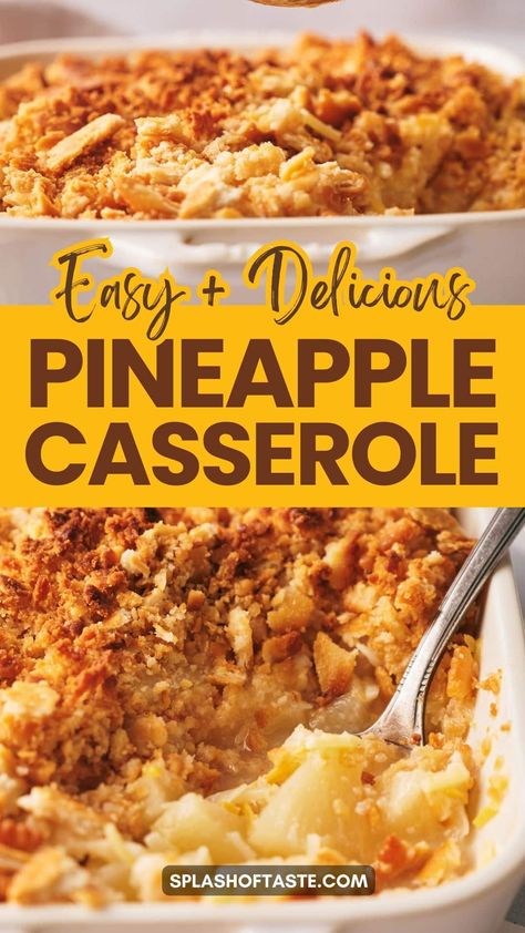 Baked Pineapple Cheese Casserole, Sides Dishes For Potluck, Crockpot Pineapple Casserole, Pineapple Ideas Food, Pineapple Cheese Salad Recipes, Chicken Rice Pineapple Casserole, Sweet Pineapple Casserole, Pineapple Casserole Paula Deen, Paula Deen Casserole