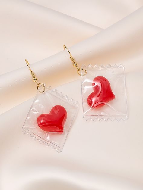 Multicolor Cute   Resin  Dangle    Jewelry Aretes Aestethic E-girl, Kawai Earrings, Cute Earrings Aesthetic, Hearts Astethic, Simplistic Jewelry, Cute Dangle Earrings, Apple Watch Wristbands, Nail Jewels, Girly Phone Cases