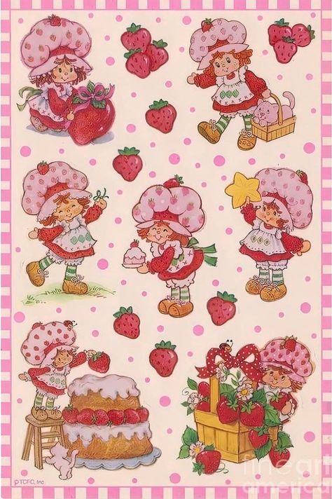 Strawberry Shortcake Macbook Wallpaper, Fridge Collage, Strawberry Shortcake Painting, Strawberry Shortcake Poster, Strawberry Shortcake Wallpaper, Paper Diys, Apartment Planning, Strawberry Shortcake Cartoon, Short Cake