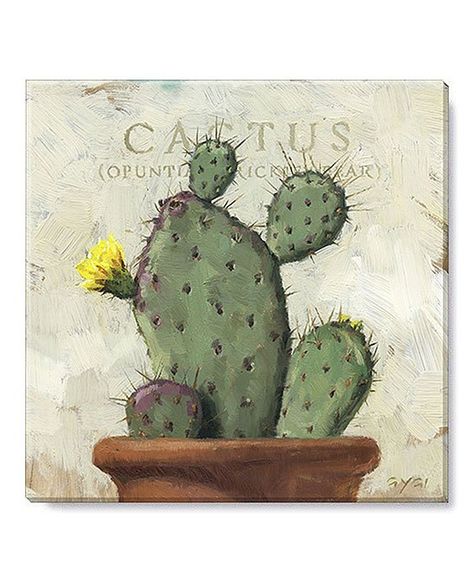 Cactus Canvas, Cactus Paintings, Cactus Drawing, Pear Cactus, Affordable Artwork, Cactus Painting, Prickly Pear Cactus, Desert Painting, Cactus Art