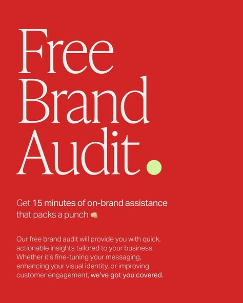 🚀 FREE BRAND AUDIT IN JULY 🚀 We’re now at the beginning of the final half of 2024, and it’s not too late to give your brand the boost it needs. Whether you’re a busy entrepreneur, a startup, or a small business owner, our 15-minute brand audit is designed to help you elevate your brand quickly and effectively. 🙌🏽 This is perfect for: 🔥 Entrepreneurs juggling multiple responsibilities. 🔥 Startups needing a compelling brand identity. 🔥 Small businesses looking to stay competitive. 🔥 Companie... Brands Packaging, Brand Audit, Startup Branding, Brand Consistency, Sustainable Brands, Customer Engagement, Design Strategy, Branding Agency, Sustainable Brand