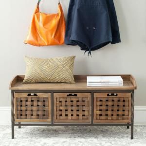 Safavieh Isaac Wooden Storage Bench in Oak AMH6530E at The Home Depot - Mobile Oak Storage Bench, Small Entryway Bench, Wooden Storage Bench, Wood Storage Bench, Shopping Totes, Wood Drawers, Wooden Storage, Wood Storage, Furniture Outlet Stores