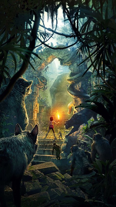 Junglebook Art Film 2016 Poster Nature #iPhone #5s #wallpaper Jungle Book 2016, Jungle Book Movie, Blue Background Patterns, Iphone 5s Wallpaper, Poster Nature, Nature Iphone Wallpaper, Book Tree, Forest Adventure, Book Background