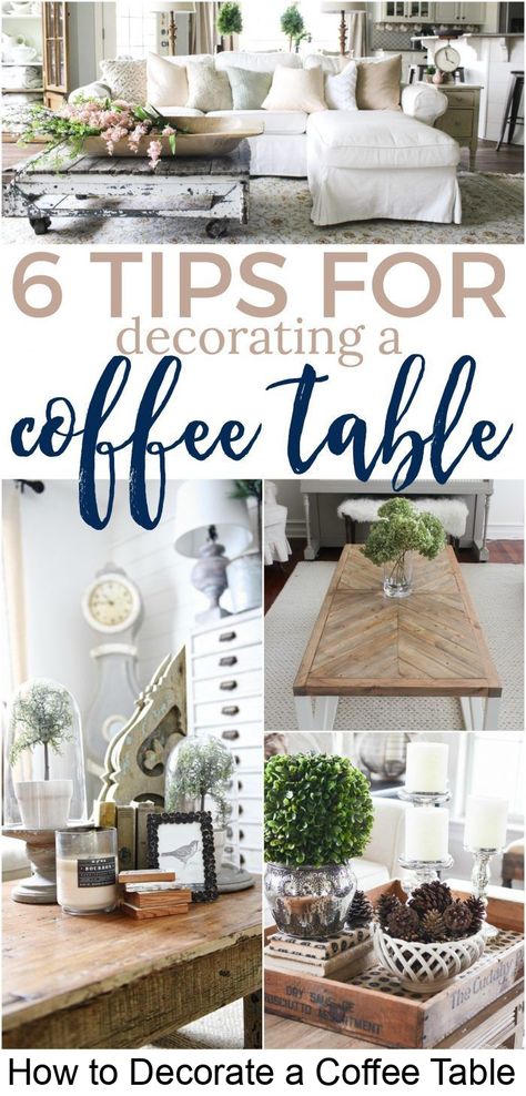 Add function and beauty to your living room with coffee table decor! Learn 6 easy tips for decorating your coffee table. Decorating A Coffee Table, Coffee Table Centerpieces, Tafel Decor, Apartment Decoration, Decor Ikea, Table Decor Living Room, Coffee Table Farmhouse, Coffee Table Styling, Diy Coffee Table