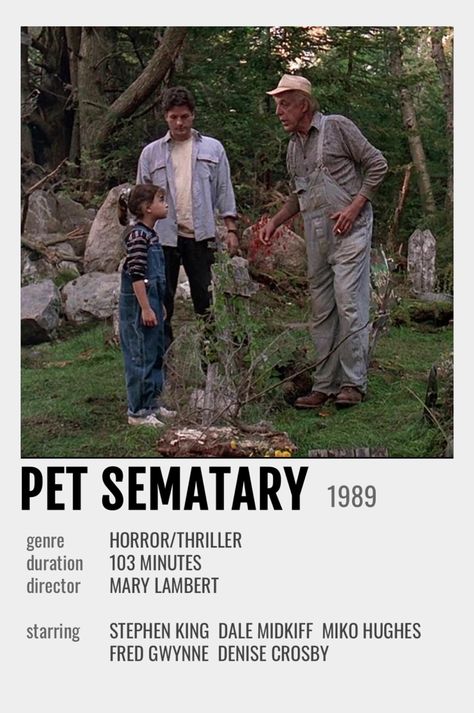 Film Checklist, Pet Sematary Poster, Pet Sematary 1989, Halloween Marathon, Fall Movies, Wallpaper Room, Movies To Watch Teenagers, Polaroid Posters, Pet Cemetery