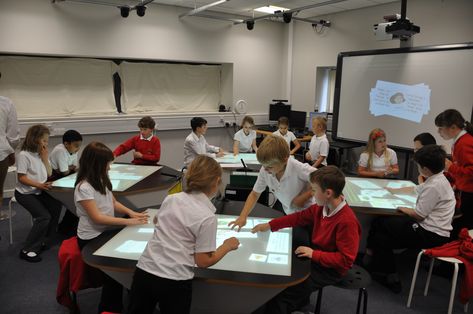 Classroom of the future with multitouch desks - Synergynet Interactive Classroom, Education Quotes Inspirational, Elementary Activities, Teacher Technology, Education Organization, Education Motivation, Education Quotes For Teachers, Elementary Reading, High School Math