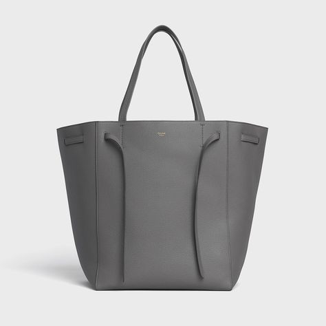 Medium Cabas Phantom in soft grained calfskin - Grey | CELINE Celine Cabas, Grey Tote Bag, Bag Wishlist, It Bags, Grey Tote, Dior Logo, Material Things, Paris Shopping, Carryall Tote