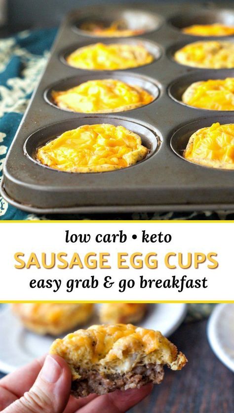 Easy Grab And Go Breakfast, Easy Low Carb Breakfast, Sausage Egg Muffins, Egg Cups Recipe, Keto Sausage, Low Carb Muffins, Boiled Egg Diet Plan, Grab And Go Breakfast, Breakfast Sausage