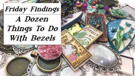 A Dozen Ways to Fill A Bezel-12 Creative Ideas for Using Bezels in Jewelry-Friday Findings video by Sandy Huntress-KeepsakeCrafts.net Bezel Jewelry Diy, Bezel Pendant Ideas, Things To Fo With Keepsake Jewelry, Bezels For Jewelry Making, Adjustable Bezel Set Bracelets As A Gift, Resin Bezel Pendant Ideas, Resin Bezel Pendant, Diy Wire Bezel For Resin, Memory Jewelry