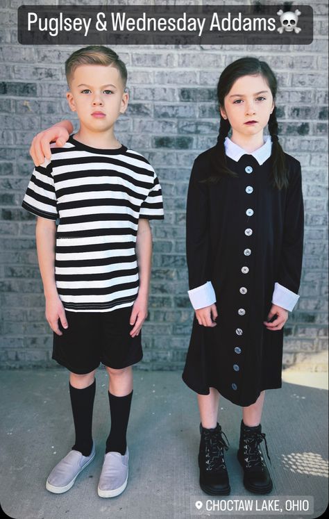 Halloween costume Wednesday And Pugsley Costume, Pugsley And Wednesday, Wednesday And Pugsley, Wednesday Addams, Halloween Costume, Halloween Costumes, Halloween