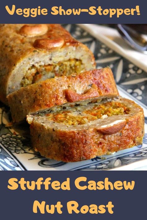 Stuffed Cashew Nut Roast - Gluten Free Alchemist Nut Roast Recipe, Vegetarian Nut Roast, Vegan Nut Roast, Roasted Nuts Recipe, Vegetarian Christmas Recipes, Nut Roast, Vegetarian Christmas, Vegan Christmas Recipes, Winter Cooking