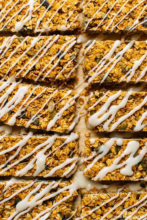 Pumpkin Spice Granola Bars | Fork Knife Swoon {omg, yes!} Pumpkin Granola Bars, Chewy Ginger Cookies, Pumpkin Spice Granola, Raw Pumpkin Seeds, Homemade Pumpkin Spice, Granola Bar, Vegan Eats, Ginger Cookies, Homemade Pumpkin