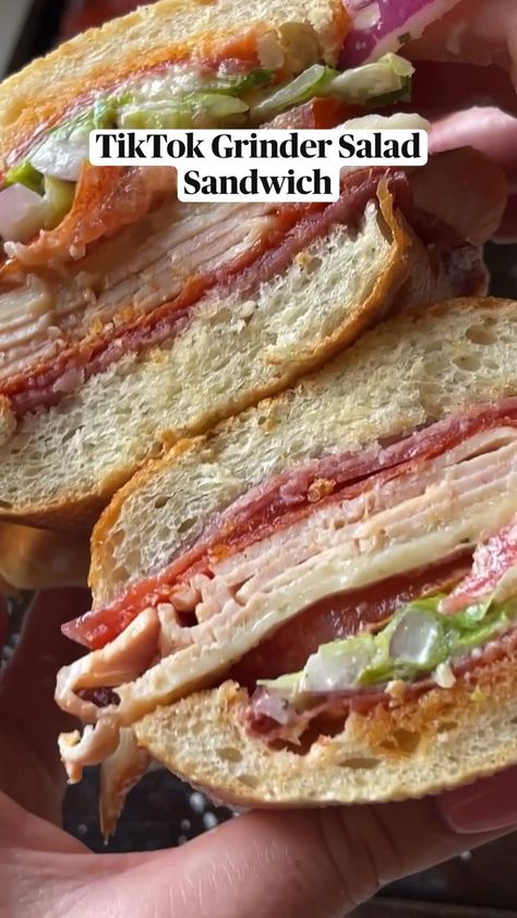 Italian Grinder Salad Sandwich - TikTok Viral Recipe! in 2022 | Lunch recipes, Cooking recipes, Recipes Italian Grinder Salad Sandwich, Grinder Salad Sandwich, Italian Grinder Salad, Italian Grinder, Grinder Salad, Lunch Dishes, Italian Lunch, Thanksgiving Menu Ideas, Tiktok Viral