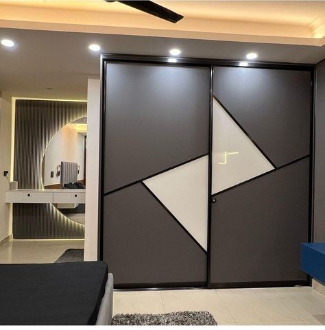 Grey Wardrobe Design Bedroom, Sliding Door Cupboard Design, Wardrobe Pattern Design, Grey Cupboards Bedroom, Wadroob Design Bedroom Sliding Door, Bedroom Cupboard Designs Sliding Wardrobe, 3 Sliding Door Wardrobe Design, Cupboard Inside Design, Grey Wardrobe Bedroom